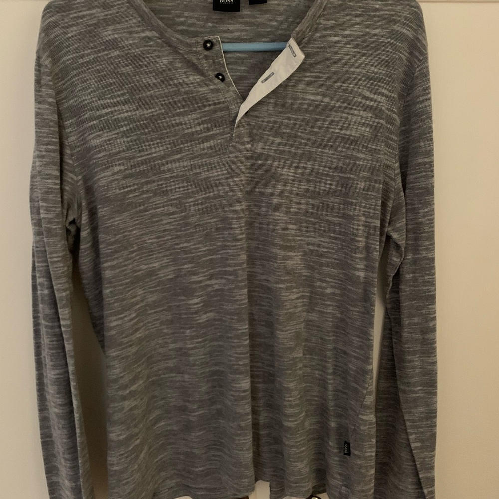 BOSS by Hugo Boss Slim Fit Gray Henley